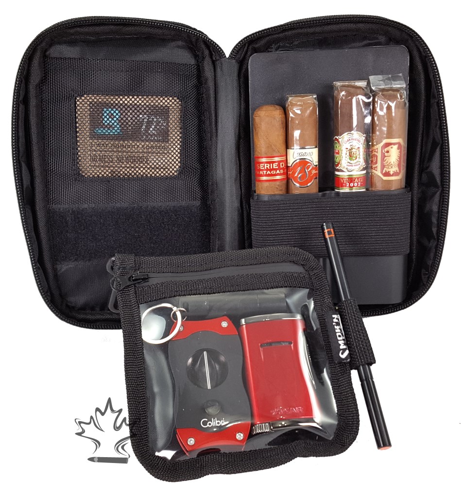 Black w/ Red ~NEW~ Case Churchill Size Smok'n Gear Cigar Travel Humidor